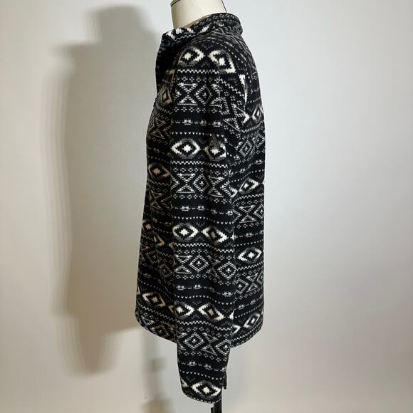 Eddie‎ Bauer Black Nordic Aztec Fleece Quarter Zip Jacket Womens Size Medium M - Picture 5 of 11